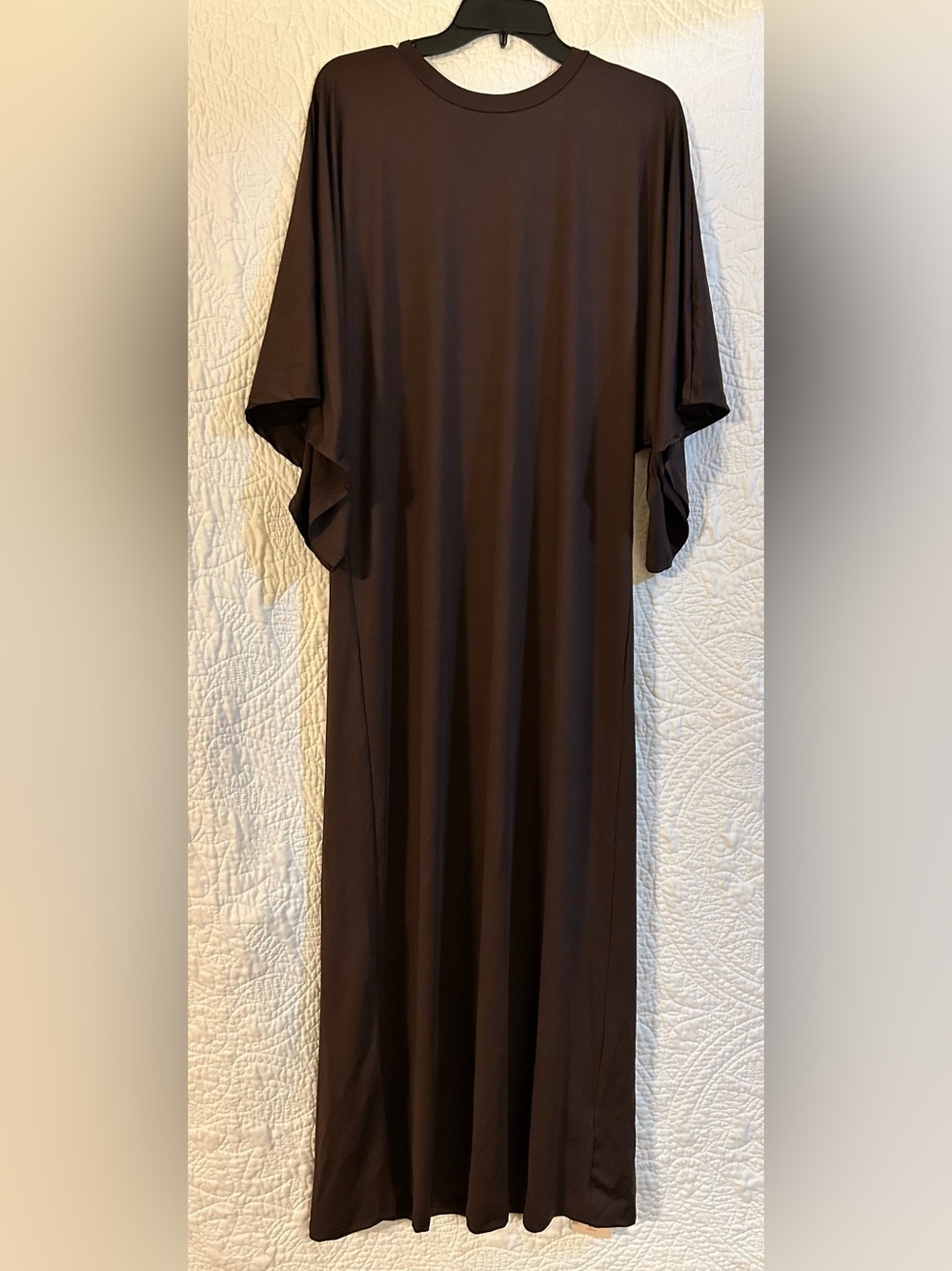 Effortless Brown Maxi Dress with Draped Sleeves